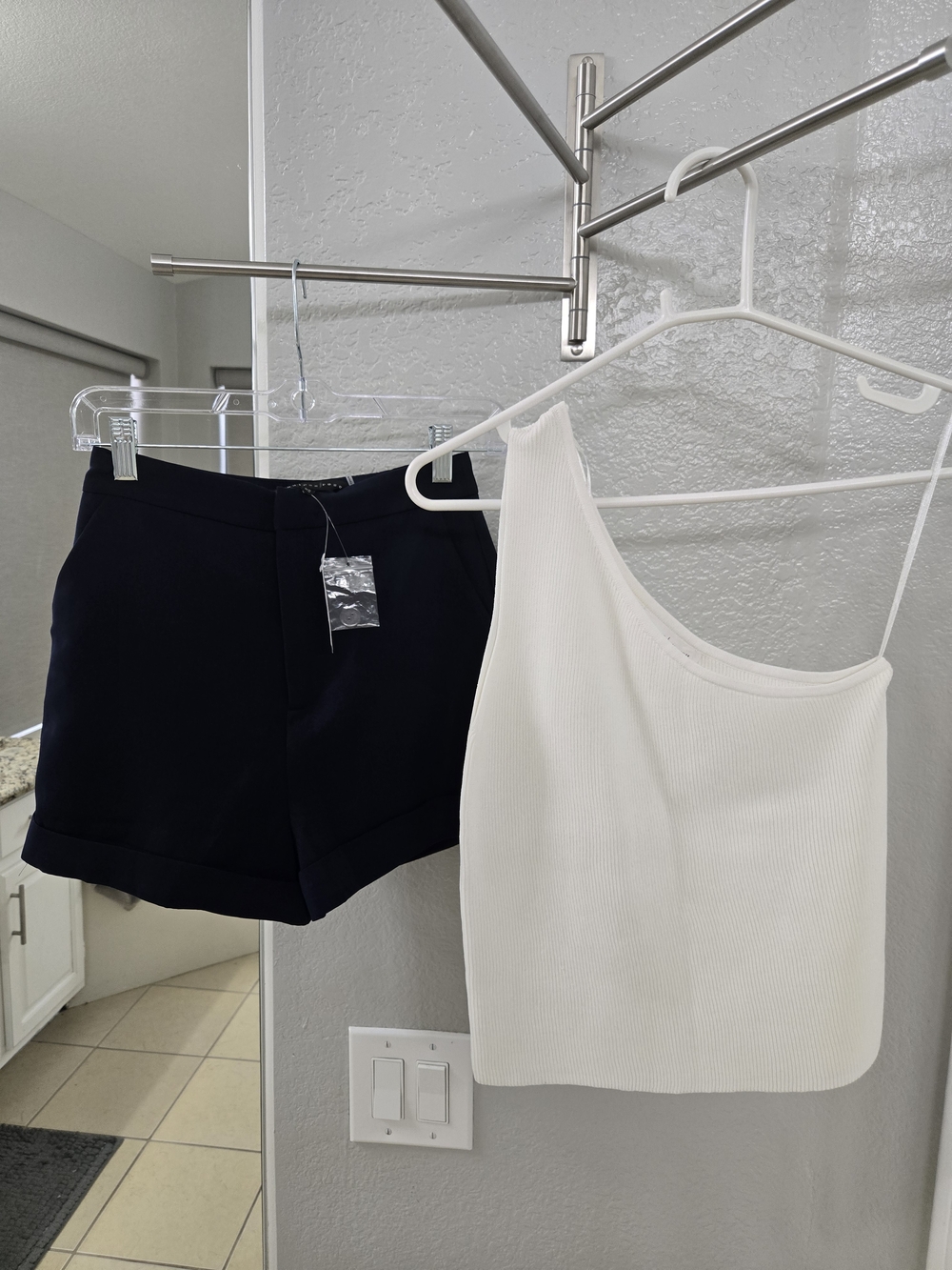Grey Lab Ribbed Top & Endless Rose High-Rise Shorts Set